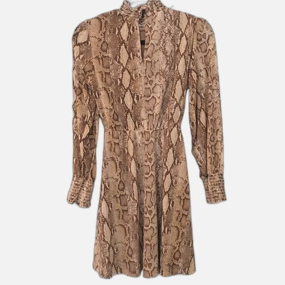 Mikey & Joey Snake Print Long Sleeve Smock Mini Dress M - Picture 3 of 7